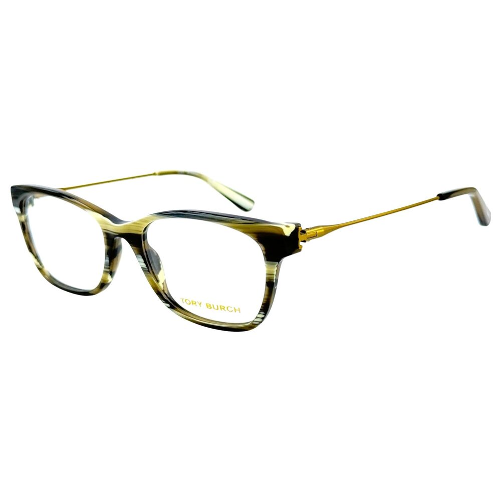 Tory Burch TY2063 Womens Plastic Eyeglass Frame 1553 Olive Horn Gold 53-18